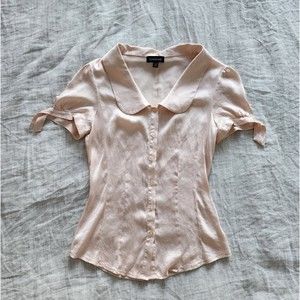y2k peach silky bebe button up blouse! XS